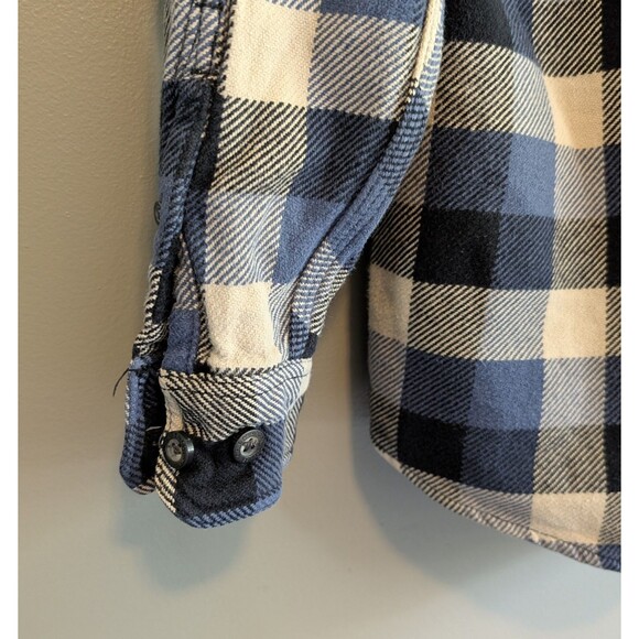 GH Bass Size Medium Plaid Shirt Mens Heavyweight Cotton Jacket Blue Shacket LS M - Picture 4 of 6